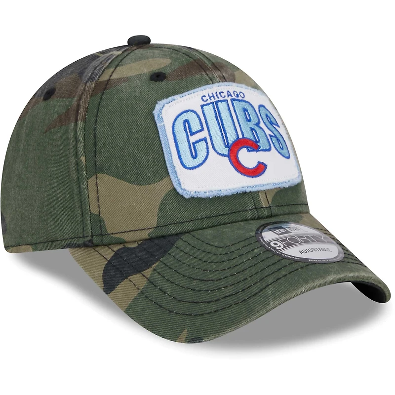 Casquette réglable New Era camouflage Chicago Cubs Gameday 9FORTY pour hommes