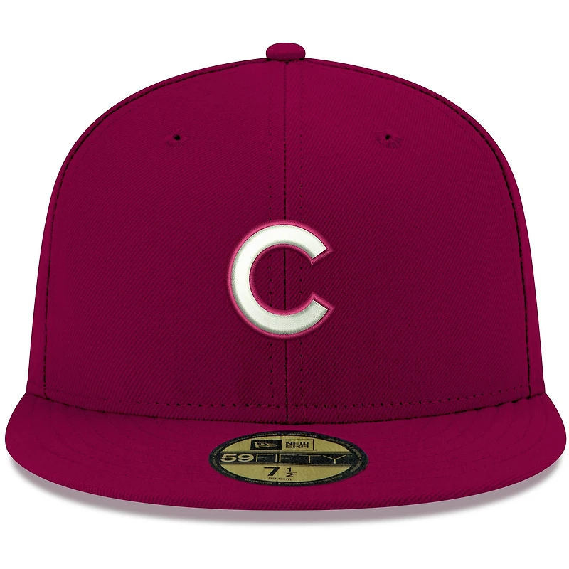 Men's New Era Cardinal Chicago Cubs White Logo 59FIFTY Fitted Hat