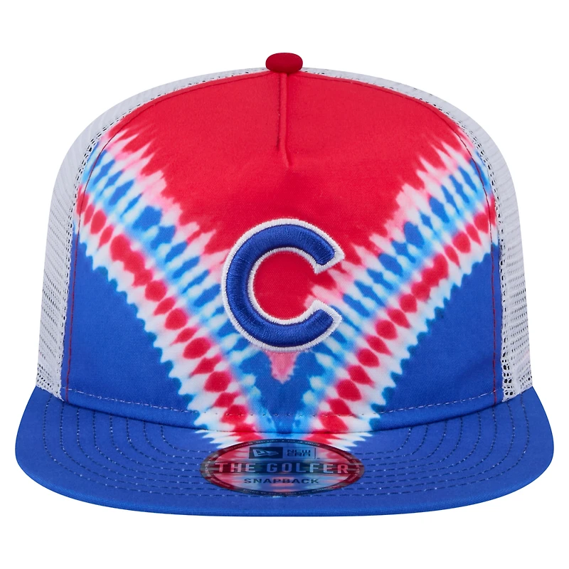 Casquette ajustable New Era Chicago Cubs Tie-Dye Golfer Trucker pour homme
