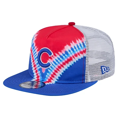 Casquette ajustable New Era Chicago Cubs Tie-Dye Golfer Trucker pour homme