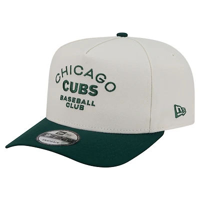 Casquette snapback New Era 9FIFTY pour homme, crème/vert foncé, Chicago Cubs, monture chromée en A.