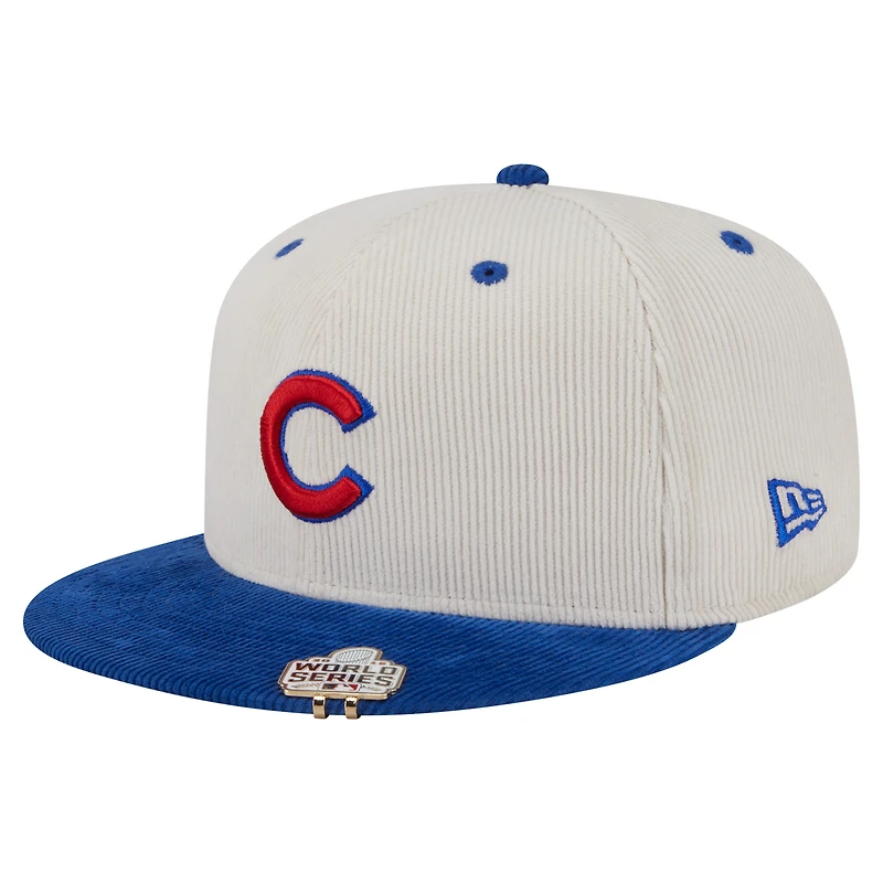 Men's New Era Cream/Royal Chicago Cubs Two-Tone Corduroy 59FIFTY Fitted Hat