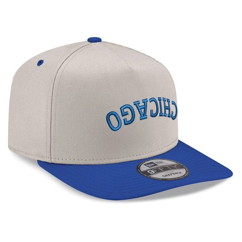 Men's New Era  Cream/Royal Chicago Cubs Upside Down City Name A-Frame 9FIFTY Snapback Hat