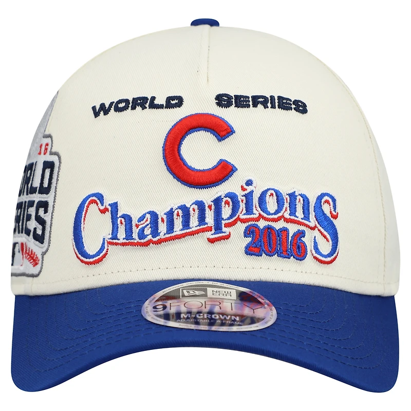 Men's New Era  Cream/Royal Chicago Cubs World Series 9FORTY M-Crown Adjustable Hat