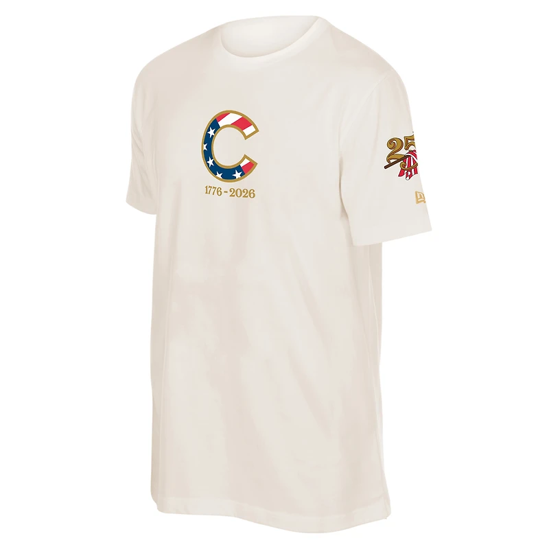 Men's New Era Cream Chicago Cubs 250th Fourth of July T-Shirt