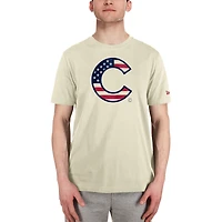 Men's New Era Cream Chicago Cubs Americana Flag Fill T-Shirt