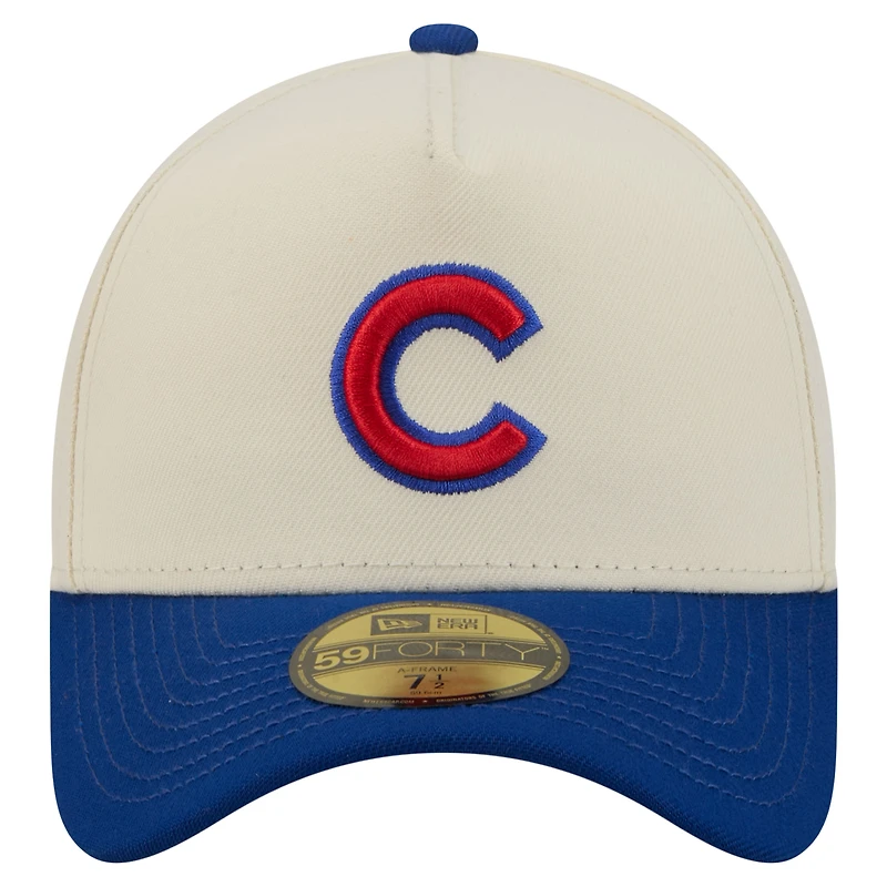 Casquette ajustée New Era crème Chicago Cubs Chrome A-Frame 59FORTY pour homme