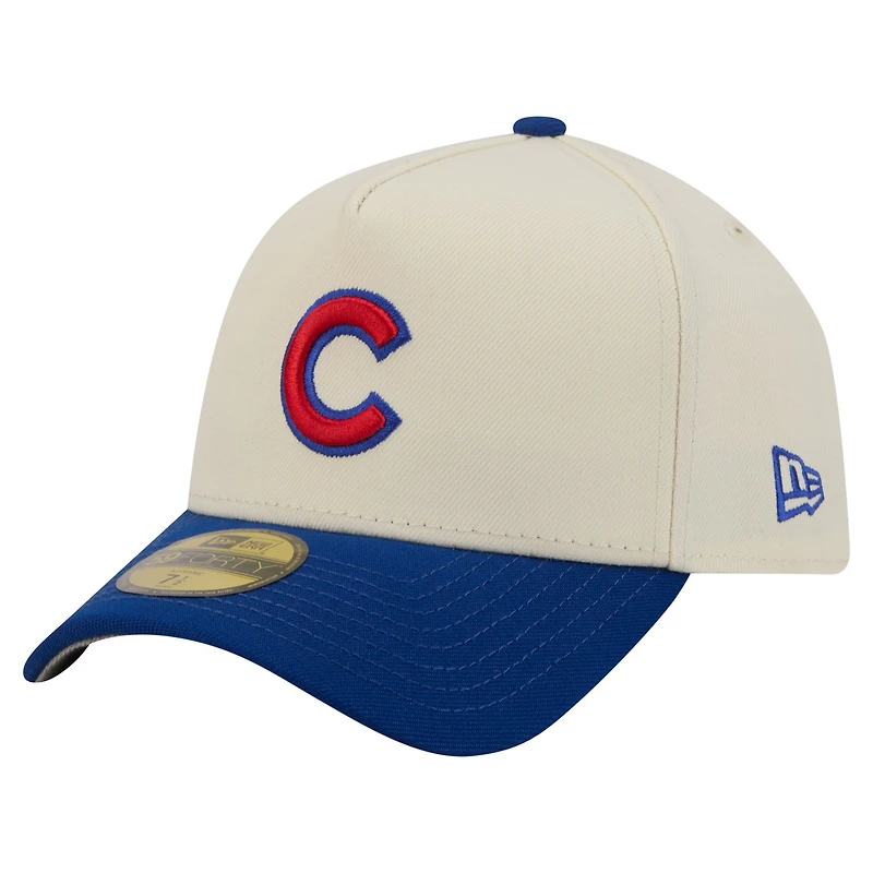 Men's New Era  Cream Chicago Cubs Chrome A-Frame 59FORTY Fitted Hat