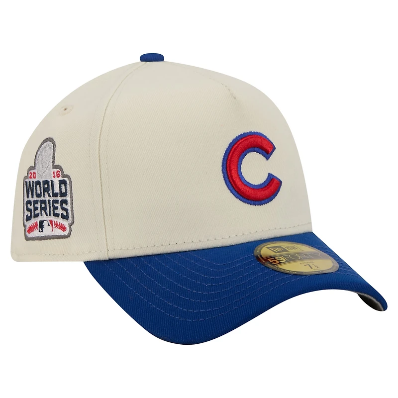 Casquette ajustée New Era crème Chicago Cubs Chrome A-Frame 59FORTY pour homme