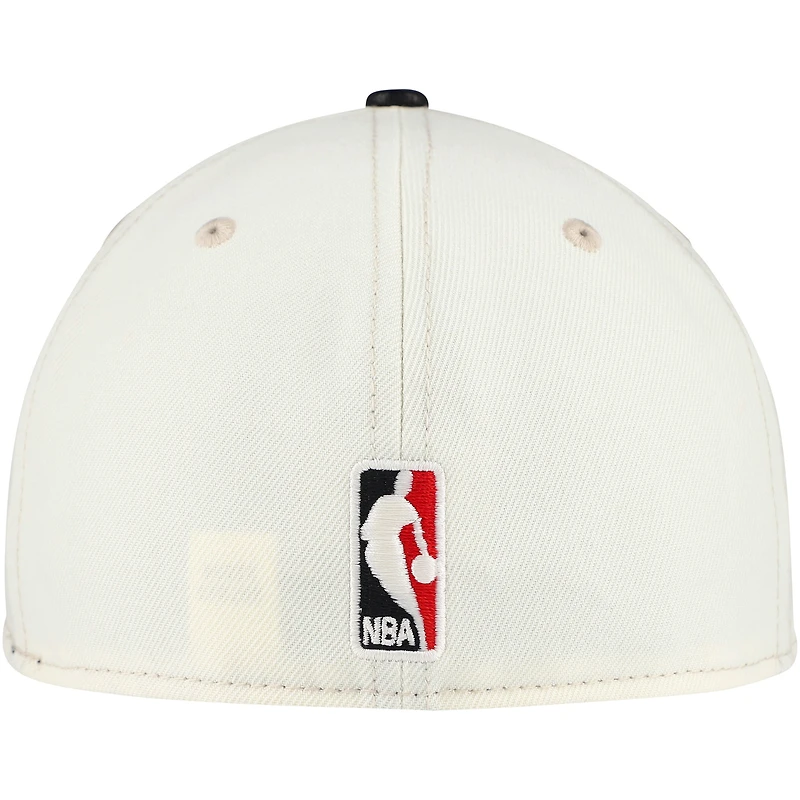 Men's New Era Cream Chicago Cubs Game Night Leather Visor 59FIFTY Fitted Hat