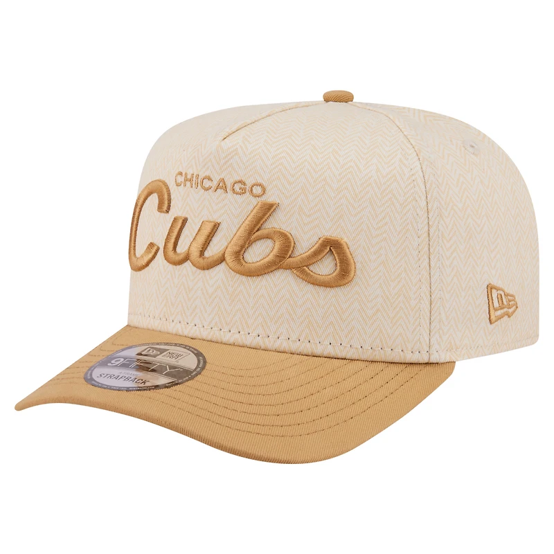 Men's New Era  Cream Chicago Cubs Herringbone 9FIFTY A-Frame Snapback Hat
