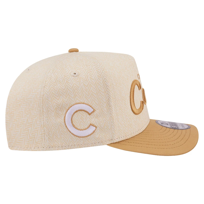 Men's New Era  Cream Chicago Cubs Herringbone 9FIFTY A-Frame Snapback Hat