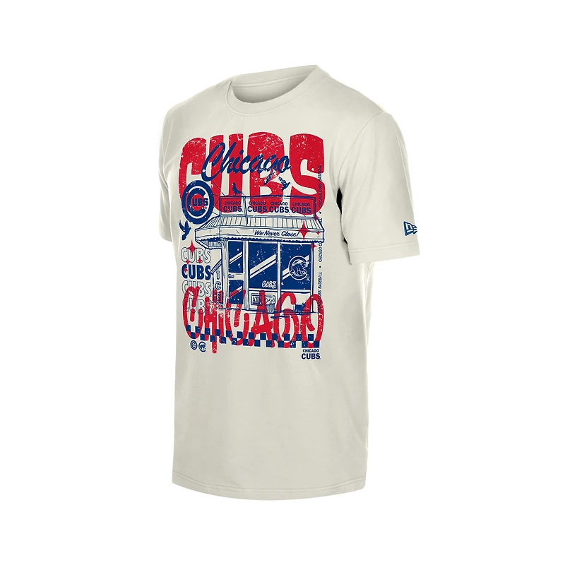 Men's New Era  Cream Chicago Cubs Injection Lifestyle Foodie Fashion T-Shirt