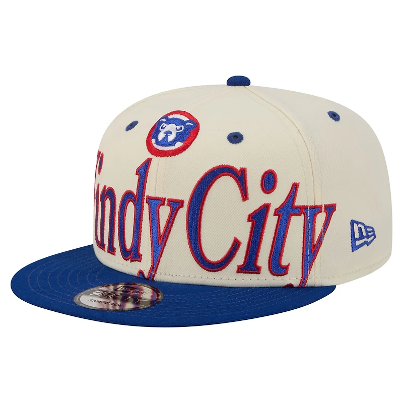 Casquette snapback New Era crème Chicago Cubs oversize à slogan 9FIFTY pour homme