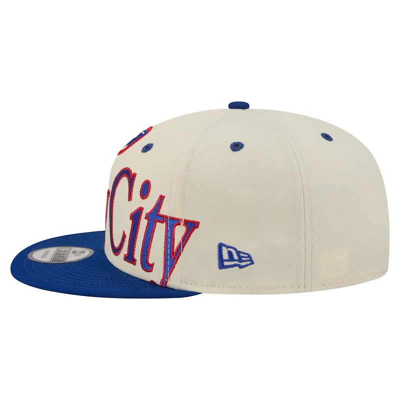 Men's New Era Cream Chicago Cubs Oversized Slogan 9FIFTY Snapback Hat
