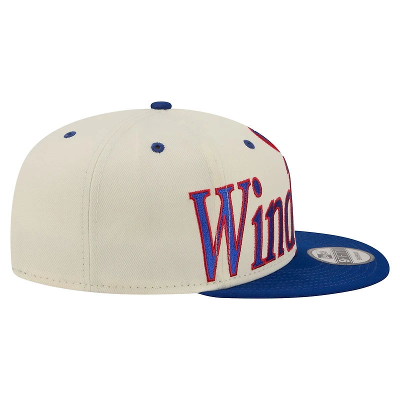 Men's New Era Cream Chicago Cubs Oversized Slogan 9FIFTY Snapback Hat