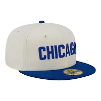 Men's New Era  Cream Chicago Cubs Two-Tone Stitch 59FIFTY Fitted Hat
