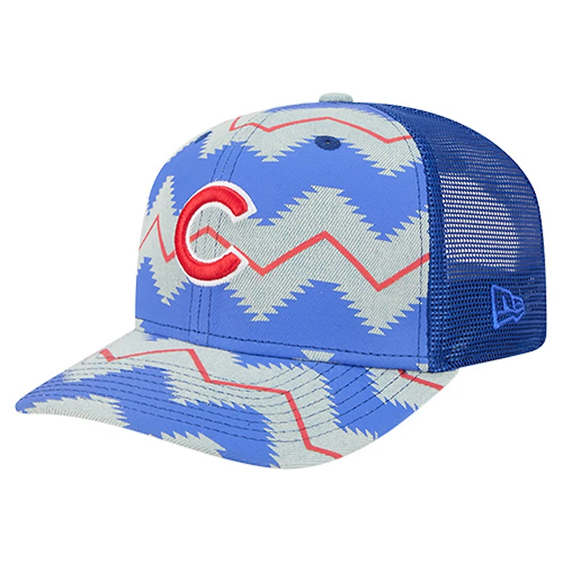 Casquette ajustable New Era Denim/Royal Chicago Cubs Aztec Denim 9SEVENTY pour homme