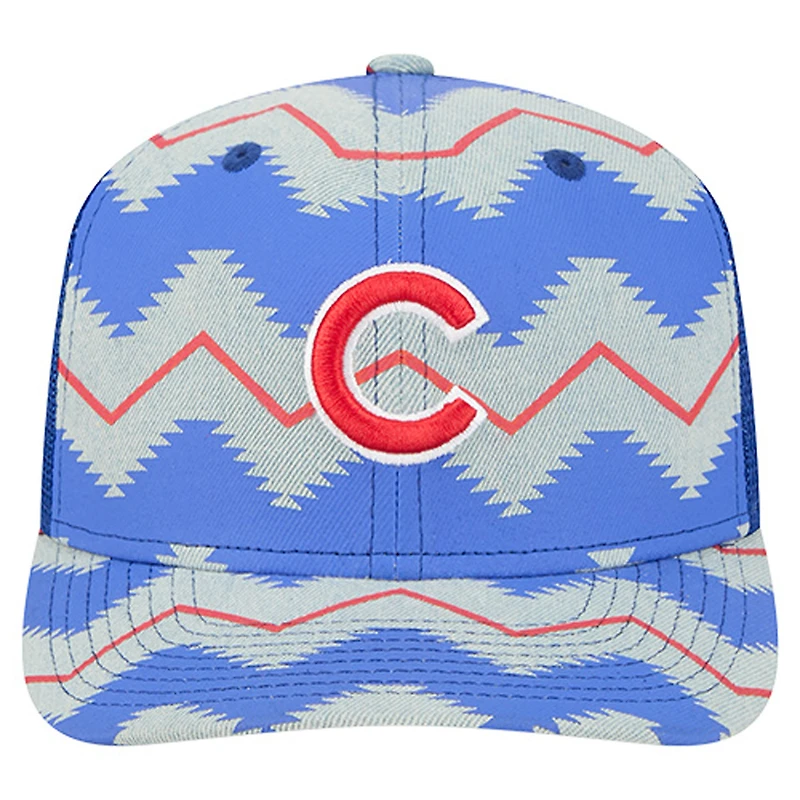 Casquette ajustable New Era Denim/Royal Chicago Cubs Aztec Denim 9SEVENTY pour homme