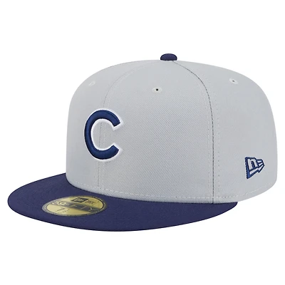 Casquette ajustée bicolore 59FIFTY pour homme New Era gris/bleu marine Chicago Cubs Colorpack