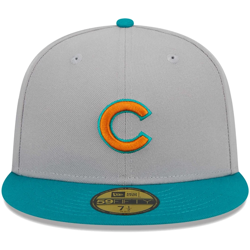 Men's New Era Gray/Teal Chicago Cubs  59FIFTY Fitted Hat