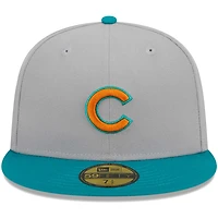Men's New Era Gray/Teal Chicago Cubs  59FIFTY Fitted Hat