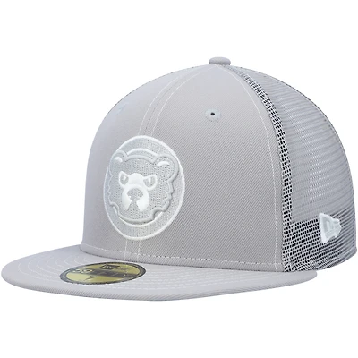 Casquette ajustée 59FIFTY pour entraînement au bâton sur le terrain Chicago Cubs 2023 New Era homme, gris