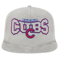 Casquette de golf à visière snapback en velours côtelé Chicago Cubs grise New Era pour homme