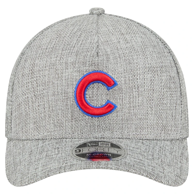 Casquette ajustable 9FORTY en coton tissé gris New Era pour homme, Chicago Cubs, M-Crown A-Frame