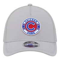Casquette New Era grise pour homme, modèle Chicago Cubs Patch 39THIRTY, monture A, couronne M, perforée et flexible