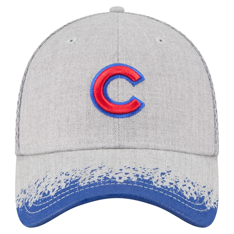 Casquette New Era 39THIRTY Flex grise pour homme, visière Chicago Cubs, motif éclaboussures de peinture