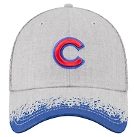 Casquette New Era 39THIRTY Flex grise pour homme, visière Chicago Cubs, motif éclaboussures de peinture