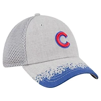 Casquette New Era 39THIRTY Flex grise pour homme, visière Chicago Cubs, motif éclaboussures de peinture