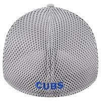 Casquette New Era 39THIRTY Flex grise pour homme, visière Chicago Cubs, motif éclaboussures de peinture