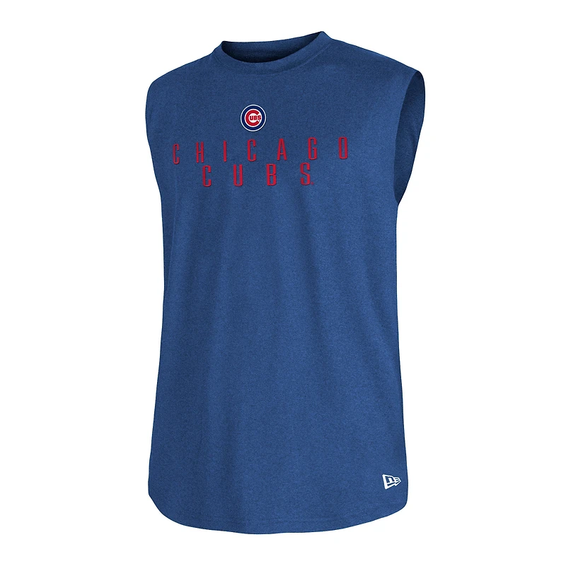 Men's New Era Heather Royal Chicago Cubs Team Muscle Tank Top