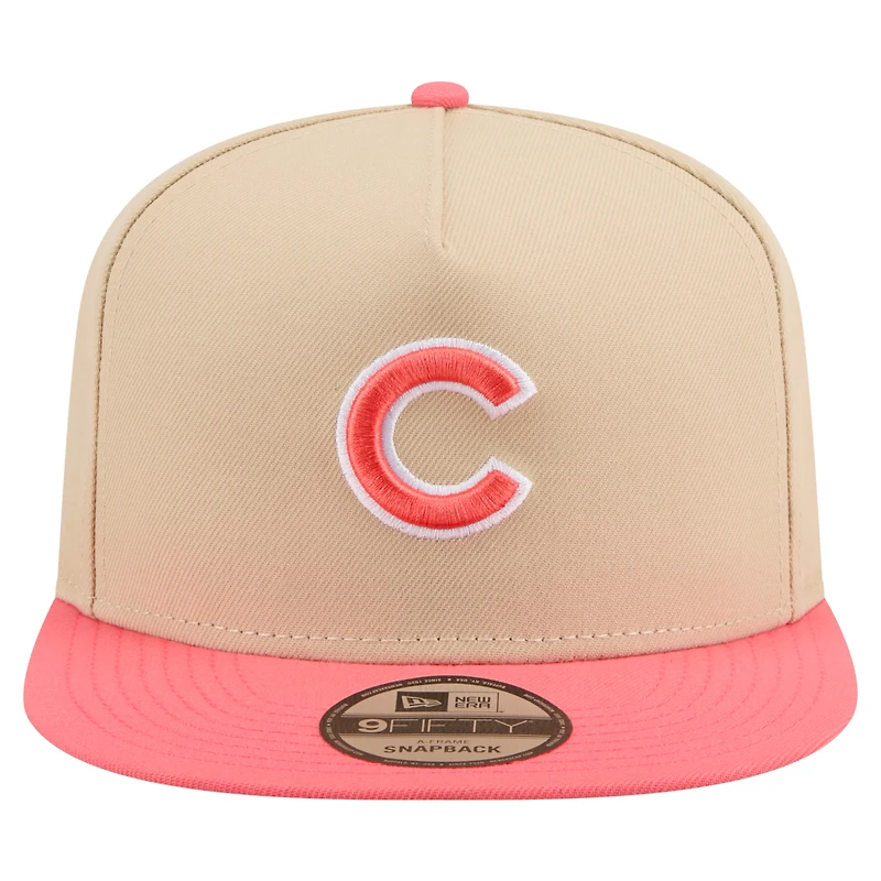 Men's New Era  Light Beige/Coral Chicago Cubs Color Pack A-Frame 9FIFTY Snapback Hat