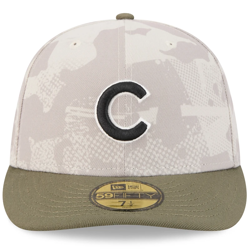 Men's New Era Light Beige/Olive Chicago Cubs 2025 Armed Forces Day 59FIFTY Fitted Hat