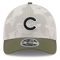 Men's New Era Light Beige/Olive Chicago Cubs 2025 Armed Forces Day 9FORTY M-Crown A-Frame Adjustable Hat