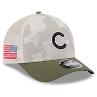 Men's New Era Light Beige/Olive Chicago Cubs 2025 Armed Forces Day 9FORTY M-Crown A-Frame Adjustable Hat