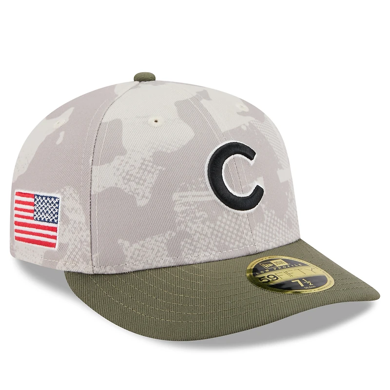 Casquette ajustée 59FIFTY pour homme New Era beige clair/olive Chicago Cubs 2025 Armed Forces Day