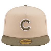 Casquette ajustée bicolore 59FIFTY des Chicago Cubs, beige clair/olive, pour homme, New Era