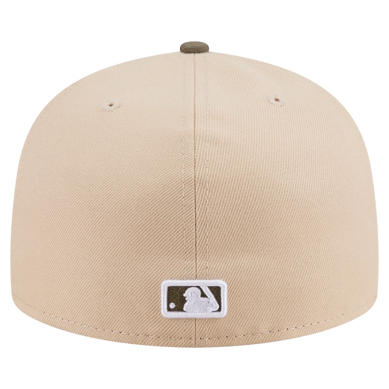 Casquette ajustée bicolore 59FIFTY des Chicago Cubs, beige clair/olive, pour homme, New Era