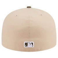 Casquette ajustée bicolore 59FIFTY des Chicago Cubs, beige clair/olive, pour homme, New Era