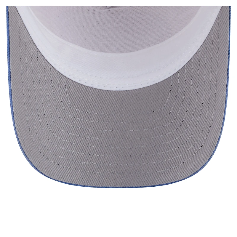 Men's New Era Light Beige/Royal Chicago Cubs Frayed M-Crown A-Frame 9FORTY Trucker Adjustable Hat