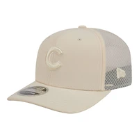Casquette trucker ajustable New Era Chicago Cubs beige clair pour homme COOLERA 9SEVENTY