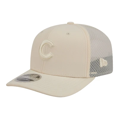Casquette trucker ajustable New Era Chicago Cubs beige clair pour homme COOLERA 9SEVENTY