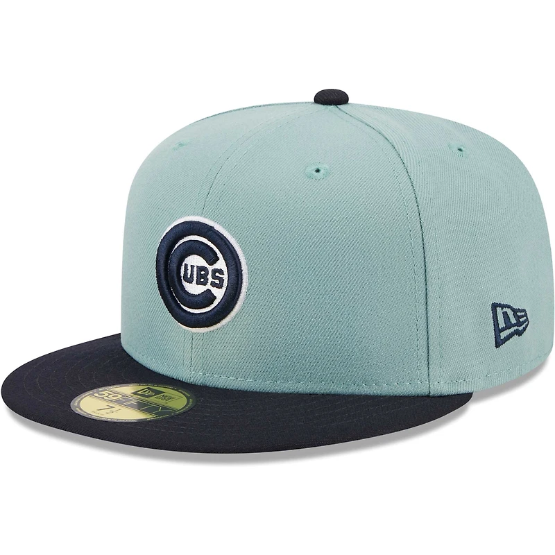 Casquette ajustée 59FIFTY Chicago Cubs Beach Kiss New Era pour homme, bleu clair/bleu marine