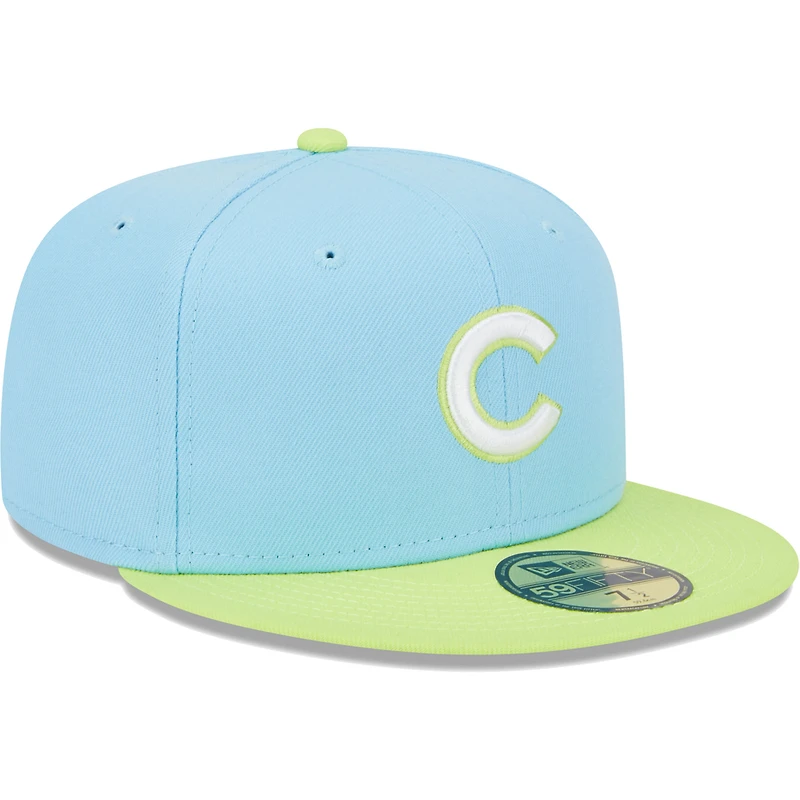 Men's New Era Light Blue/Neon Green Chicago Cubs Spring Color Two-Tone 59FIFTY Fitted Hat
