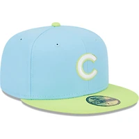 Men's New Era Light Blue/Neon Green Chicago Cubs Spring Color Two-Tone 59FIFTY Fitted Hat