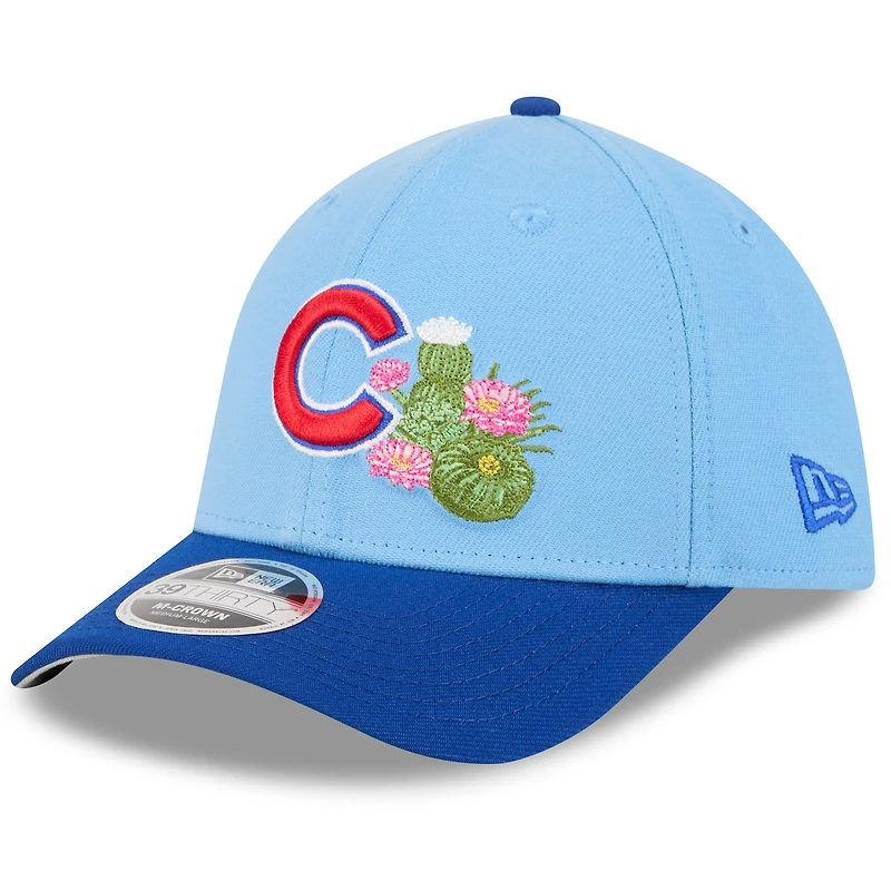 Casquette New Era Flex pour homme, bleu clair/bleu roi, Chicago Cubs, entraînement de printemps 2026, modèle M-Crown 39THIRTY